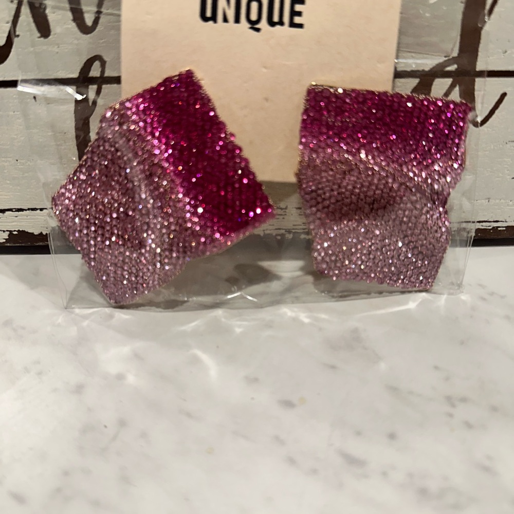 Pink glitter earrings